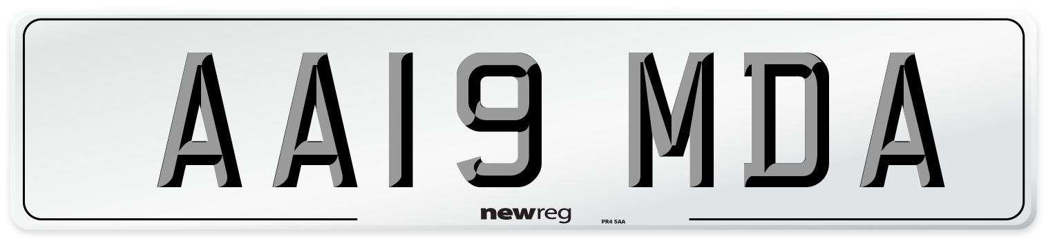 AA19 MDA Number Plate from New Reg